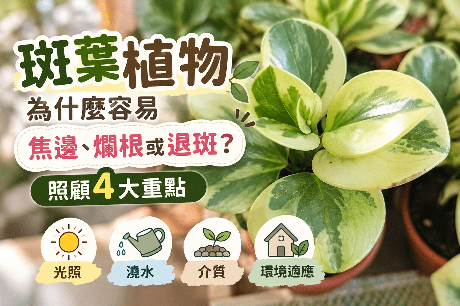 斑葉植物為什麼容易焦邊、爛根或退斑？｜斑葉植物照顧重點