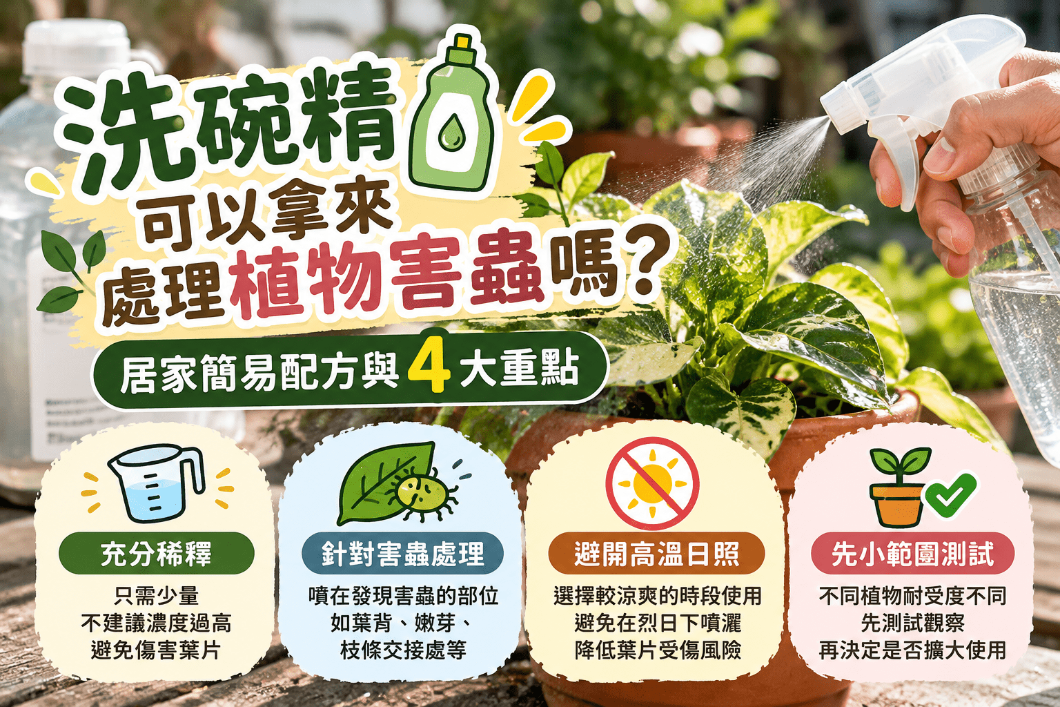 洗碗精可以拿來處理植物害蟲嗎？｜居家簡易配方與使用注意事項